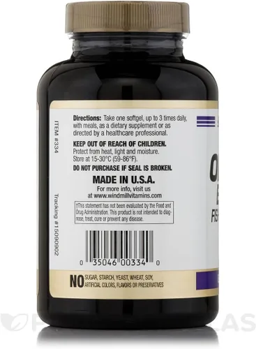 Vista 3 de Windmill Aceite de pescado Omega 3 1,000 mg cápsulas blandas, 90 ct