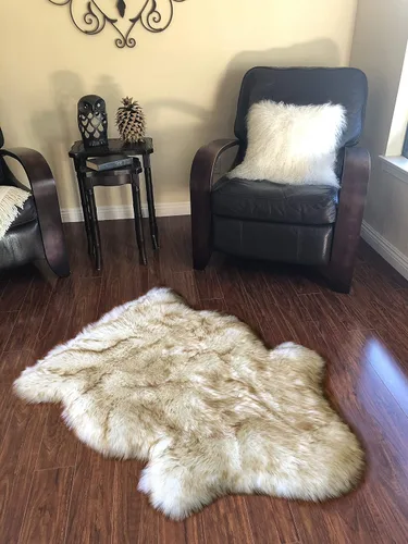 Vista 13 de LAMBZY Alfombra de piel de oveja auténtica, parte inferior gruesa y fuerte, fácilmente lavable, resistente a las manchas, perfecta para sala