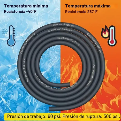 Vista 4 de Línea de combustible elástica de 9.85 ft (3. m) de longitud, 1/4 de pulgada (6.35 mm) de diámetro interno, y 20 piezas de abrazaderas de manguera