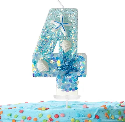 Vista 15 de Zlongron Vela número 1, velas de cumpleaños hechas a mano, decoración de pastel de cumpleaños de sirena es muy adecuada para cumpleaños, fiestas