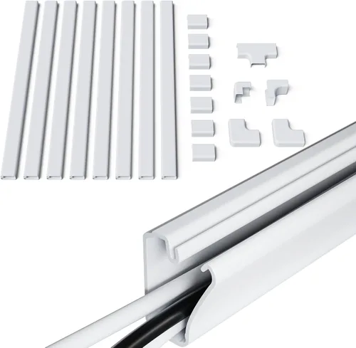 Vista 10 de ECHOGEAR Kit de canaleta de cubierta de cable, canal para despegar y pegar con 10 pies de ocultadores de cables, incluye paquete de conectores