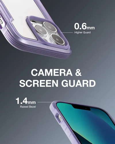 Vista 5 de RAPTIC Shield para iPhone 13 Pro, funda protectora transparente a prueba de golpes, prueba de caídas militares de 10 pies, marco de aluminio