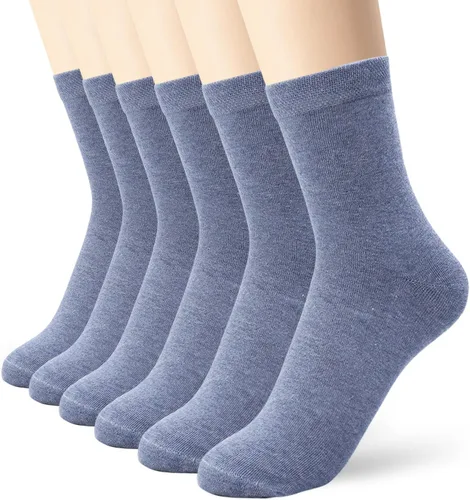 Vista 10 de K-LORRA Calcetines de algodón para mujer y hombre, paquete de 6 Negro