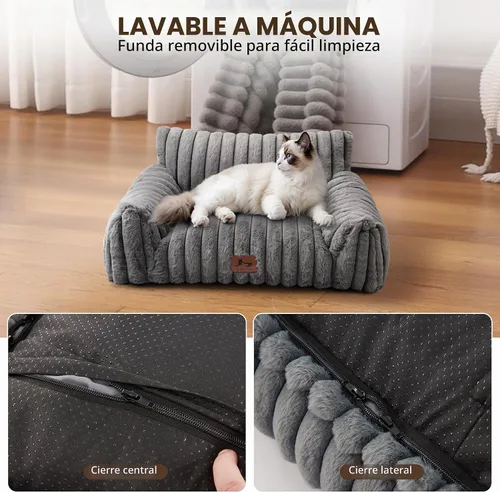 Vista 5 de Sofá de gato para mascotas, bonita cama para gatos de interior Gris claro