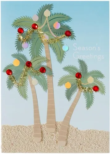 Vista 2 de NIQUEA.D, Tarjeta de Navidad de palmeras y adornos