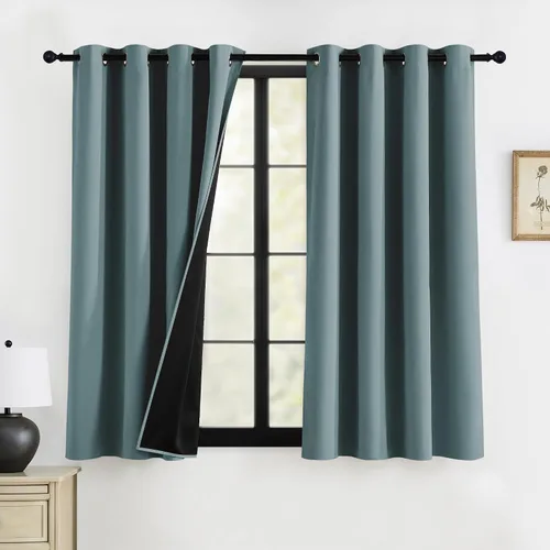 Vista 29 de RYB HOME Cortinas 100% opacas de 63 pulgadas de largo, cortinas de ventana de eficiencia energética y reducción de ruido para dormitorio, sala
