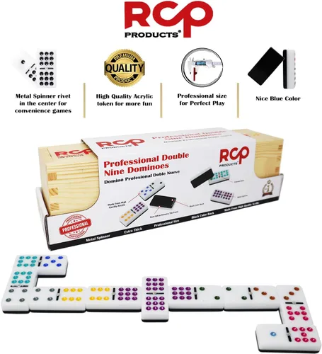 Vista 2 de Juego de Dominó para Adultos – Juego Profesional de Dominó Doble 9 de 55 Fichas, Giratorio de Metal, Juego de Mesa Clásico y de Viaje con Estuche