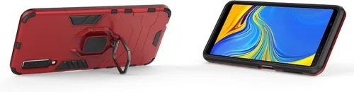 Vista 3 de Funda para Samsung Galaxy A7 2018 / A750, híbrida resistente a prueba de golpes, doble capa de protección para Samsung Galaxy A7 2018 / A750 Rojo