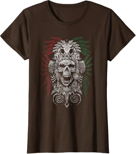 Vista 18 de Camiseta de Calavera Azteca con máscara Mayas Calavera Azteca, Negro