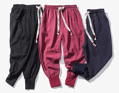Vista 4 de LifeHe Pantalones harén holgados de lino para hombre