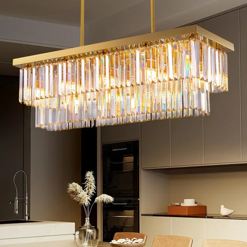 Vista 11 de Candelabro rectangular de cristal dorado para comedor de 47 Dorado brillante