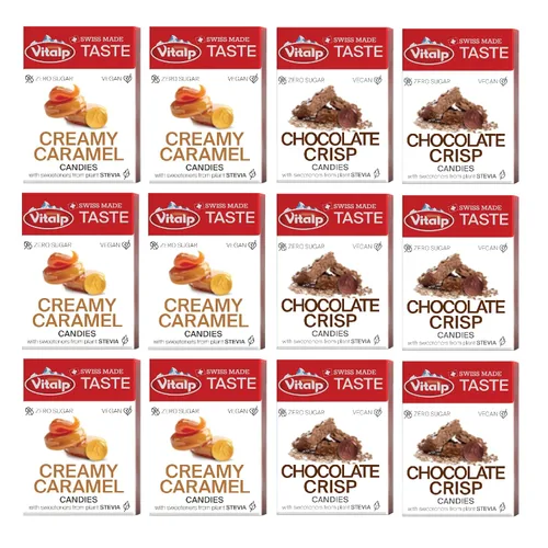 Vista 9 de Vitalp Sabor, Hecho en Suiza, Caramelo Sin Azúcar con Stevia, Vegano, Sabor a Cereza, Paquetes de 25g/0.88 Onzas, 16 Cajas