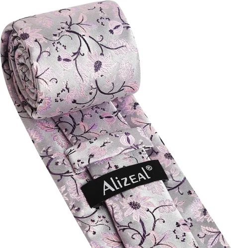 Vista 49 de Alizeal Mens 3.15inches Leaf Flower Pattern Tie with Floral Pocket Square Set