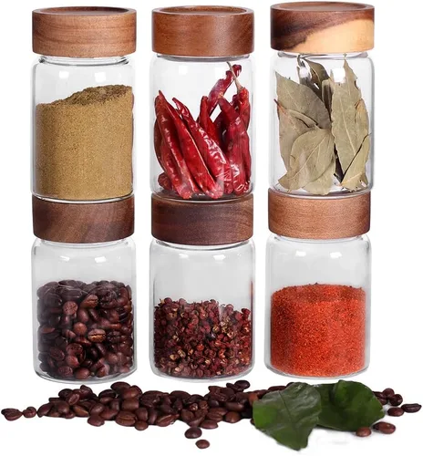 Vista 8 de SAIOOL Con tapa de rosca (2 unidades) tarros de cocina, 2 recipientes de almacenamiento de alimentos de 19.6 fl oz*2 botes de almacenamiento