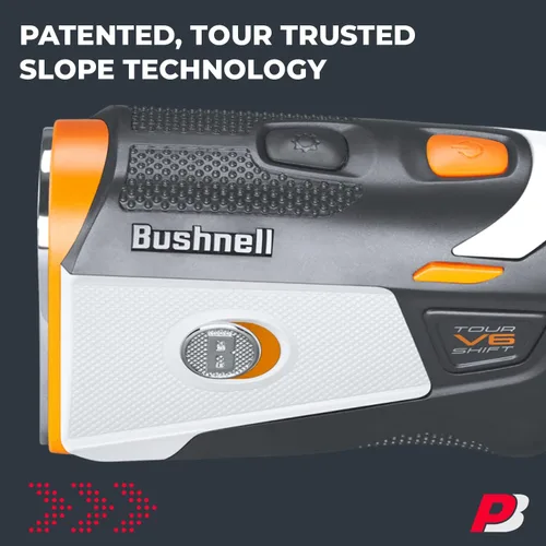 Vista 4 de Bushnell Tour V6 Golf Rangefinder Bundle – PinSeeker con Visual JOLT, BITE soporte magnético – Incluye toalla de microfibra PlayBetter y batería CR2