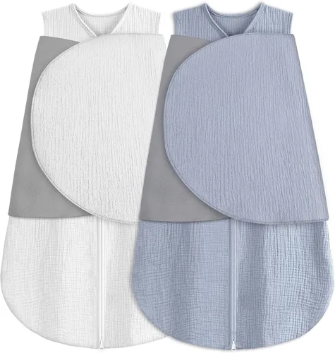 Vista 18 de BSTOPPT Saco de Dormir para Recién Nacido, Manta Enrollable para Bebé, 0-3 Meses, Manta Enrollable Ajustable en 3 Direcciones, 100% Algodón Rayón