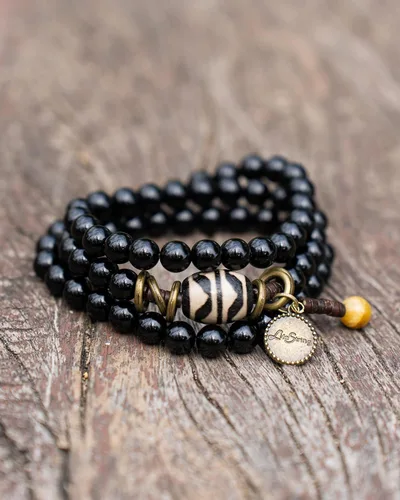 Vista 2 de Misfrss Pulsera bohemia con cuentas verdes para hombre, diseño de árbol de la vida, curación de ansiedad, joyería para hombre, joyería de piedra
