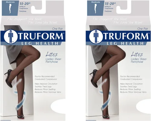 Vista 2 de Truform Lites Pantyhose Queen, Beige claro (paquete de 2)