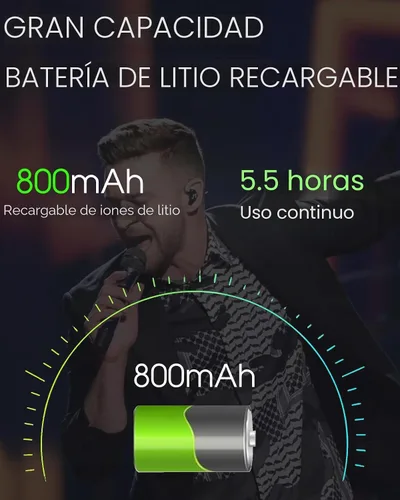 Vista 4 de Ulumac Aroma - Transmisor y receptor inalámbrico XLR, sistema de micrófono inalámbrico UHF profesional para transmisión estable, 7 canales, rango