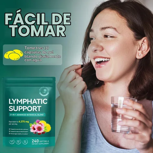 Vista 7 de Suplementos de drenaje linfático: equinácea, diente de león, raíz de bardana, complejo botánico 21 en 1 para el sistema linfático, equilibrio