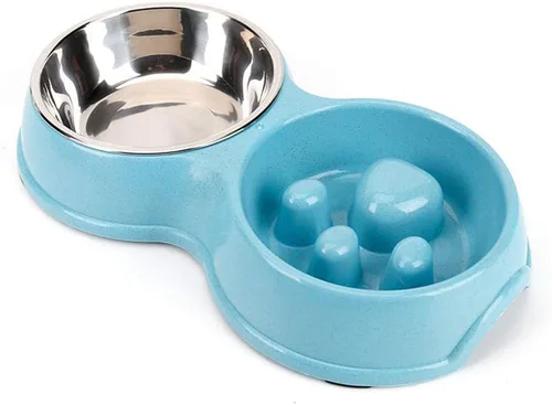Vista 9 de Tineer Cuenco de acero inoxidable para mascotas de alimentación lenta para Azul