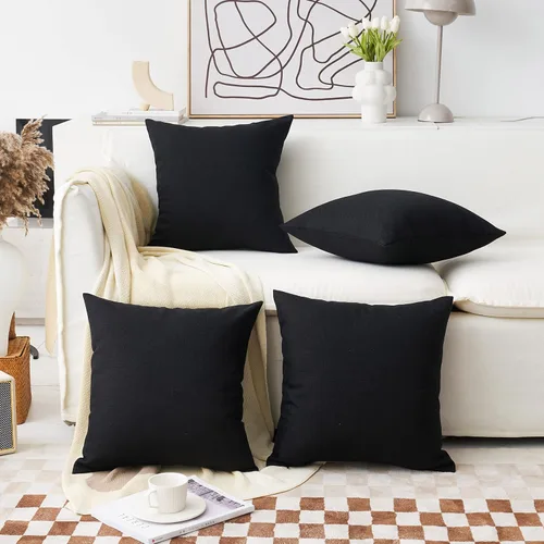 Vista 35 de Home Brilliant Funda de almohada de lino de 18 x 18 pulgadas, almohada decorativa para cama, sofá, sala de estar, 1 unidad, color gris ceniza