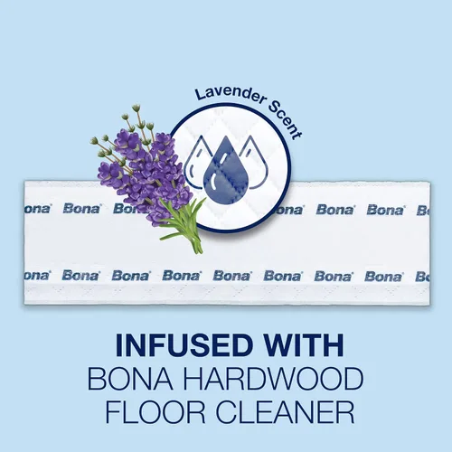 Vista 3 de Bona® Almohadillas desechables de limpieza húmeda para suelos de madera dura, aroma a lavanda, (paquete de 6)