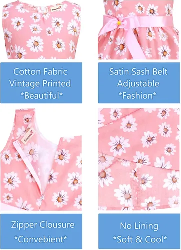 Vista 196 de Vestido de verano para niña, de algodón, con diseño floral