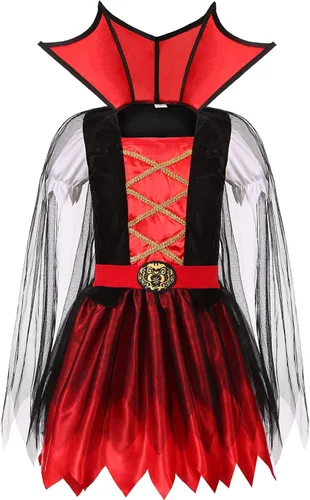 Vista 3 de Costumerry Disfraz de vampiro para niñas, fiesta de disfraces de Halloween