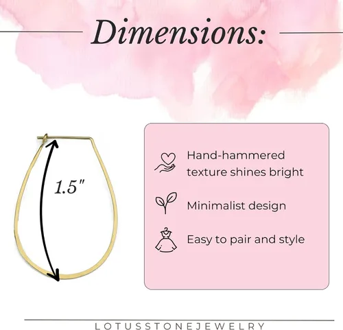 Vista 131 de Aretes de aro finos martillados, elegantes plata esterlina geométrica sólida, relleno de oro y relleno de oro rosa; para mujer por Lotus Stone