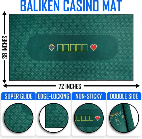 Vista 2 de BALIKEN 36 x 72 pulgadas Texas Holdem Poker Mat & Blackjack mesa Casino fieltro profesional Mat