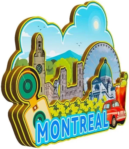 Vista 2 de Montreal - Imán para nevera con imán de madera 3D, monumentos coleccionables de viaje, decoración hecha a mano, 2275