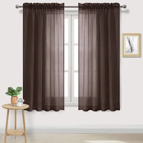 Vista 108 de DWCN Cortinas Transparentes Aqua de Voile Semitransparente con Bolsillo para Barra para Dormitorio y Sala de Estar, 36 x 36 pulgadas de Largo, Juego