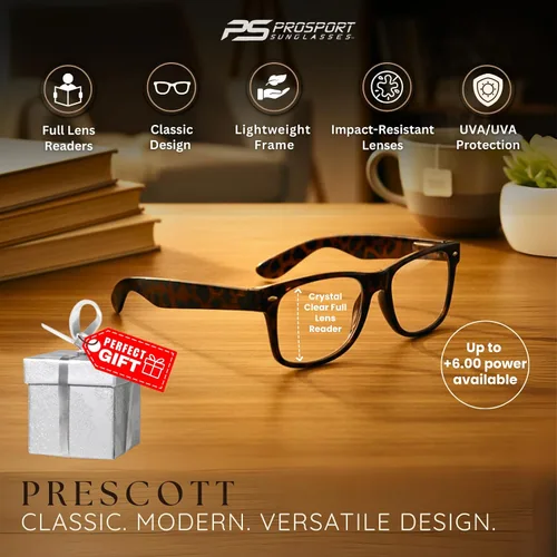 Vista 2 de proSPORT Gafas de lectura inspiradas retro vintage para hombres y mujeres, con alta ampliación disponible