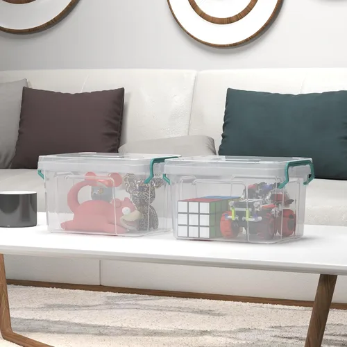 Vista 5 de Covetree - Paquete de 7 cajas pequeñas de almacenamiento, contenedor de almacenamiento de plástico apilable con tapas, con asa, contenedor