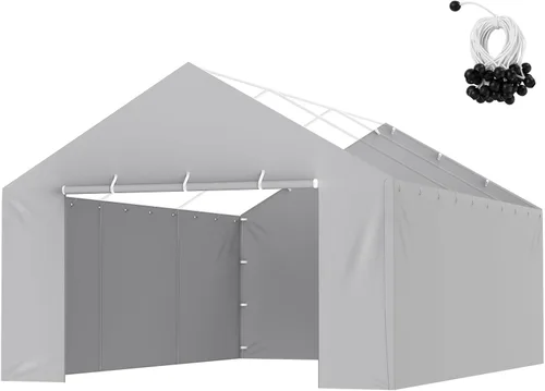 Vista 78 de VEVOR Cobertizo Tienda de Almacenamiento Exterior Portátil Resistente de 6 x 8 x 7 pies, Refugio de Cochera Garaje Impermeable con Puerta Enrollable