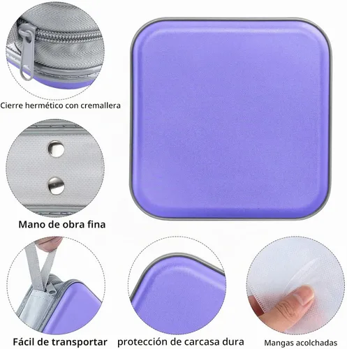 Vista 2 de Siveit Funda de CD, Estuche de CD/DVD de 40 Capacidad con Portafolios de Soporte de Bolsillo de Plástico Duro para Discos de DVD, Estuche de Lavanda
