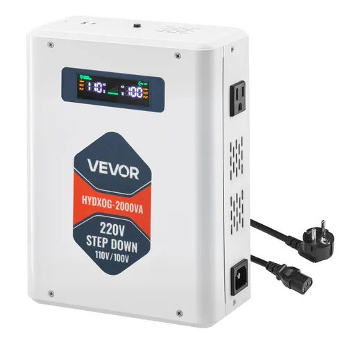Vista 9 de VEVOR Convertidor de Voltaje Reductor, 2000VA, Convertidor de Energía de Voltaje de Servicio Pesado, Transformador de Energía de 220V a 110V, con 2