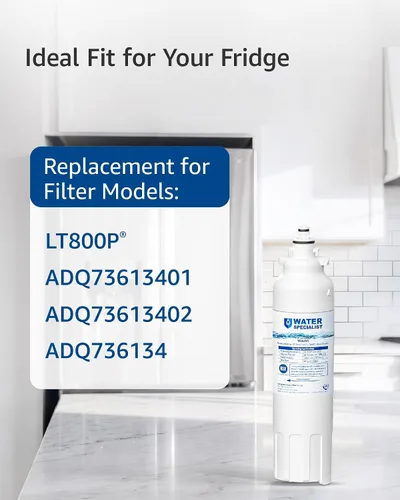 Vista 3 de Waterspecialist ADQ73613401 Filtro de agua para refrigerador, repuesto para LG® LT800P®-6 meses/200 galones, ADQ73613408, ADQ73613402, ADQ75795104