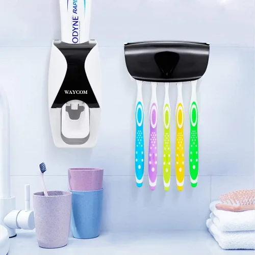 Vista 2 de WAYCOM Dust-proof Dispensador de pasta dental exprimidor de pasta dental Kit, Negro, 1