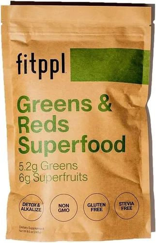 Vista 8 de Superalimento alcalinizante vegano verde y rojo Ingredientes orgánicos Camu, Chlorella, Spirullina y Moringa para apoyo inmunológico Suplemento