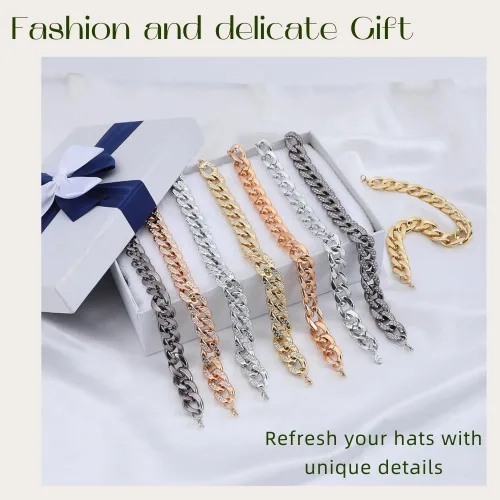 Vista 4 de 8 cadenas de sombrero de camionero chapadas en oro con diamantes de imitación, accesorio de sombrero de hip hop para hombres y mujeres, cadenas