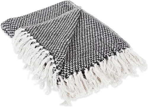 Vista 15 de DII - Manta rústica de algodón con flecos para silla, sofá, picnic, camping, playa, uso diario Aqua