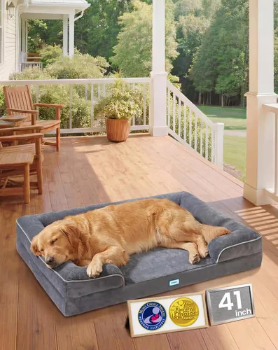 Vista 17 de OhGeni Cama ortopédica refrescante para perro, sofá refrescante para mascotas grandes con espuma viscoelástica, lavable a máquina, funda extraíble