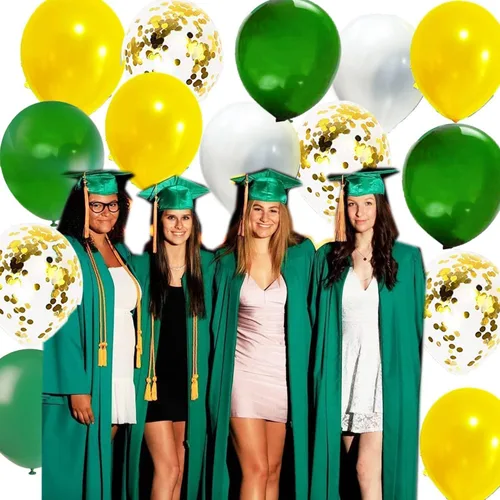 Vista 6 de Decoraciones de fiesta de graduación verde y amarillo 2026/decoraciones de graduación verde amarillo clase de 2026/globos verdes amarillos/ globo