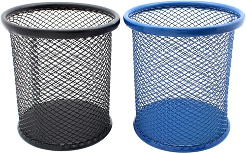 Vista 3 de Gullor Portalápices de escritorio, suministros de oficina, organizador de escritorio para brochas de maquillaje, juego de 2, negro y azul