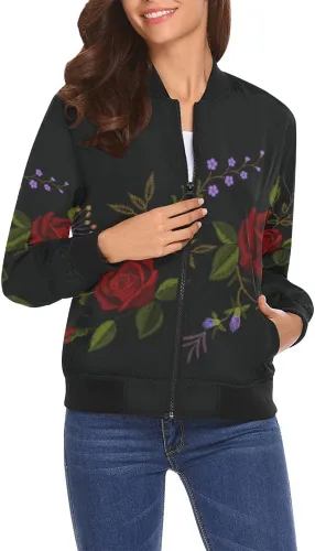 Vista 2 de Rose - Chaqueta bomber para mujer, chaqueta casual con cremallera, cortavientos