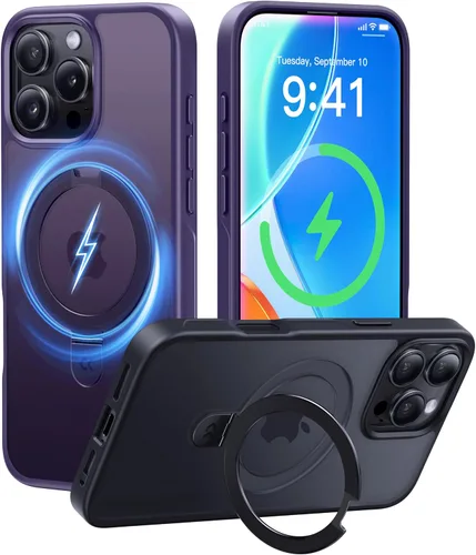 Vista 25 de CASEKOO - Funda diseñada para iPhone 14 Pro con soporte magnético invisible [protección contra caídas de grado militar] [compatible con MagSafe]