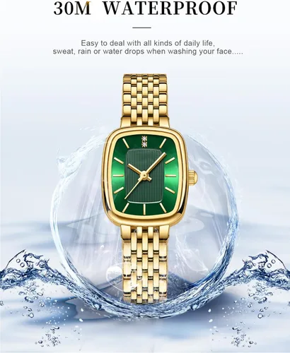 Vista 5 de BESTKANG Reloj rectangular de moda casual para mujer, reloj de pulsera de cuarzo con pulsera de acero inoxidable, resistente al agua.