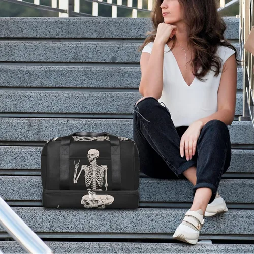 Vista 8 de Bolsa de gimnasio deportiva de girasol amarillo con compartimento para zapatos, bolsa de viaje floral con flores para hombres, mujeres, niños